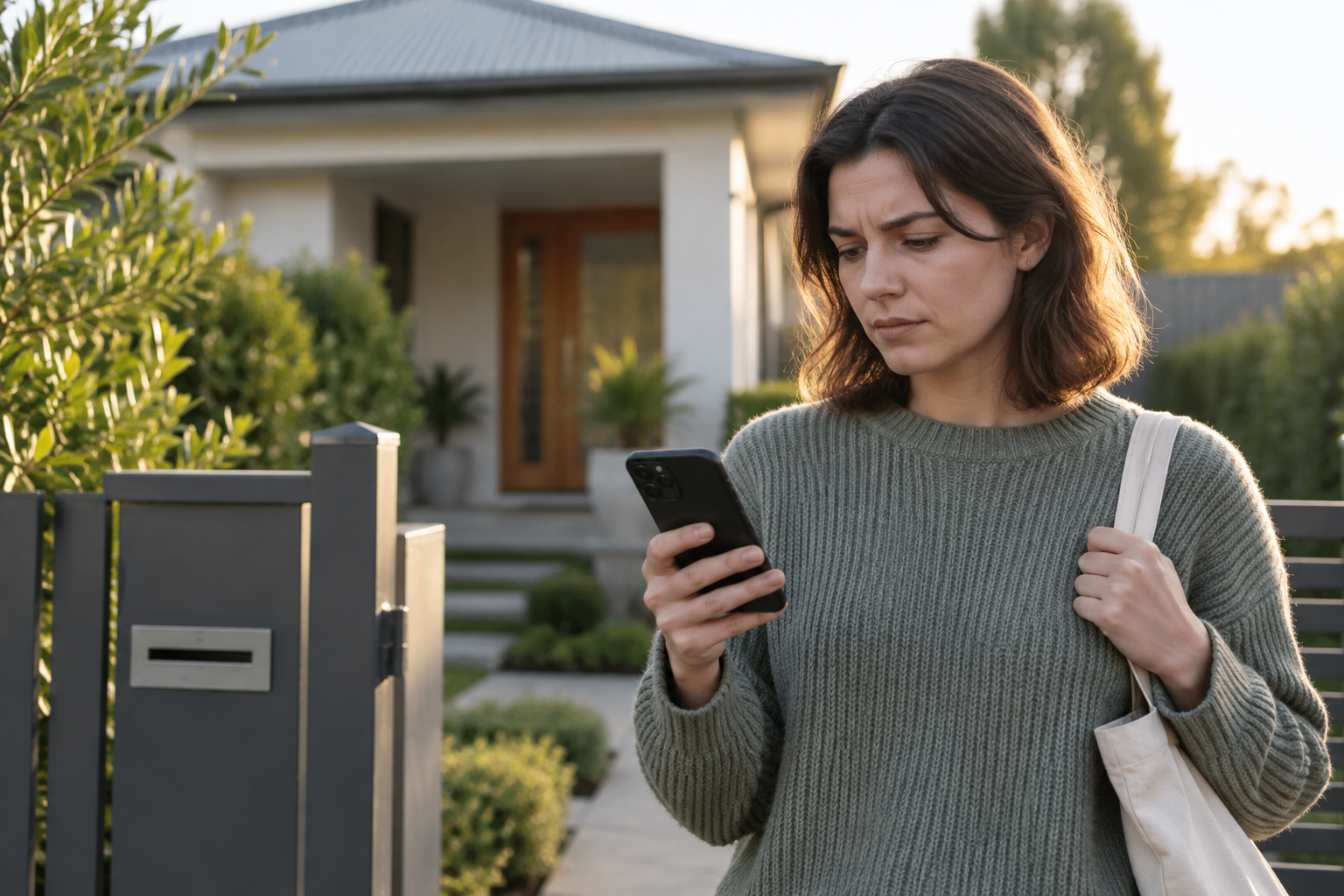 A renter checking a suspicious rental application message before sharing identity documents