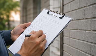 Landlord completing a property condition checklist