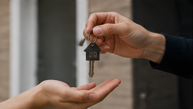Rental property keys being handed over