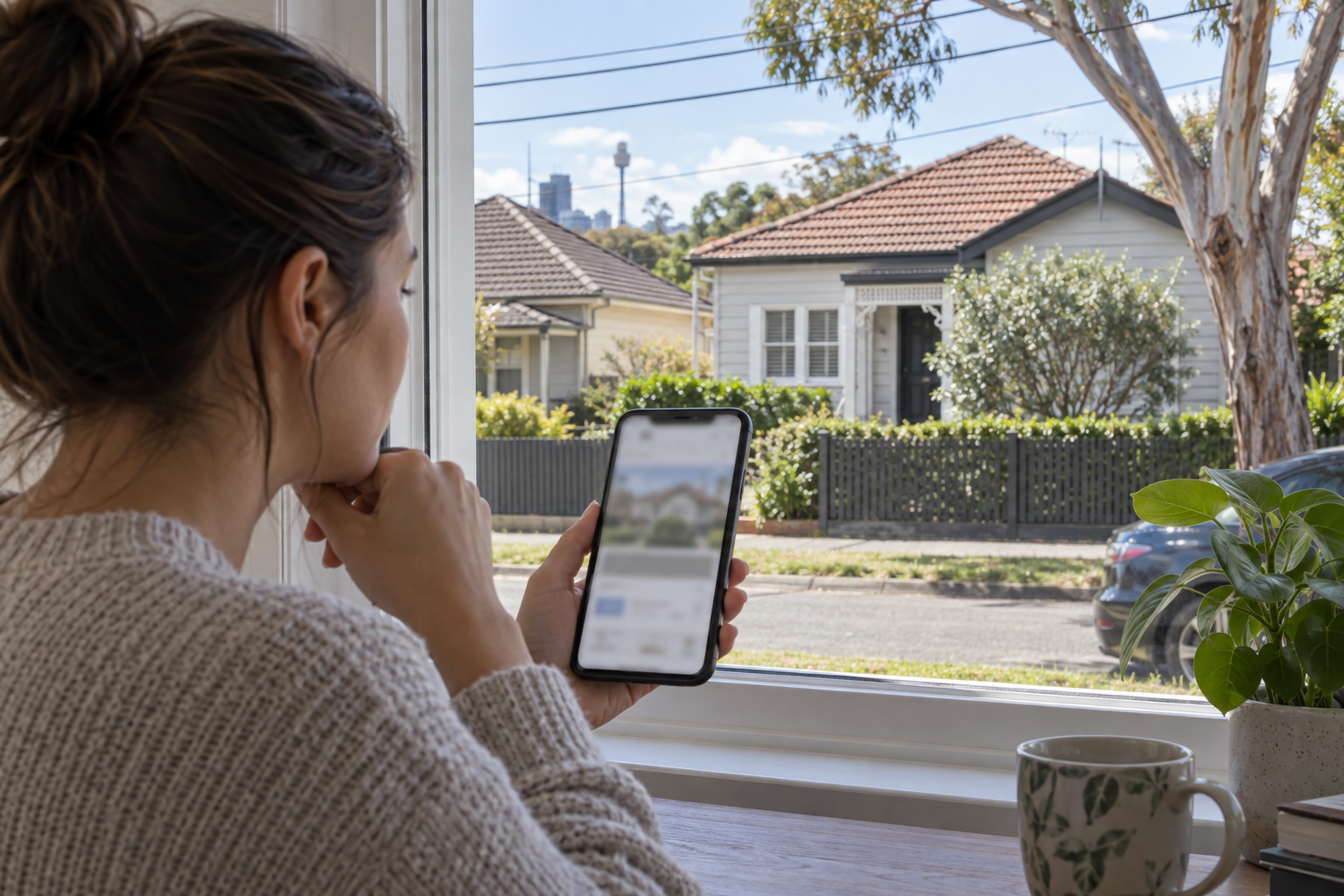 A renter comparing a rental listing with an independently found property website